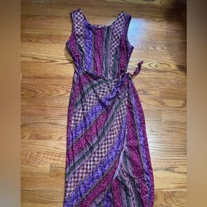 Vintage Elegant Multicolor Sleeveless Wrap Dress